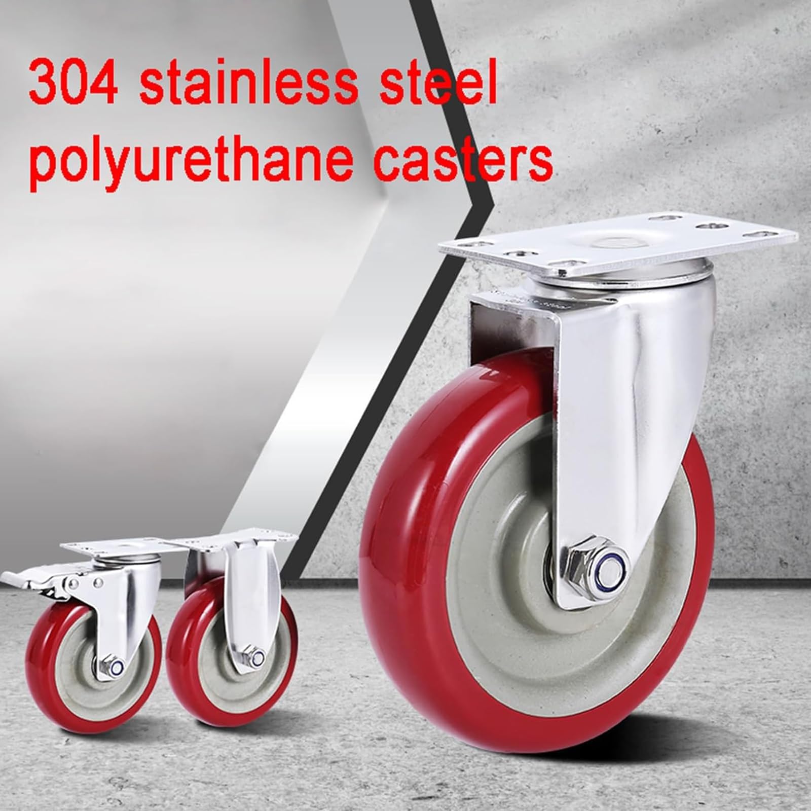Rotelle Silenziose Industriali da 3/4/5 Pollici, Ruote Girevoli per Mobili in Acciaio Inossidabile per Carichi Pesanti da 4 Confezione, per Mobili, Carrelli,Brake Caster,5inch