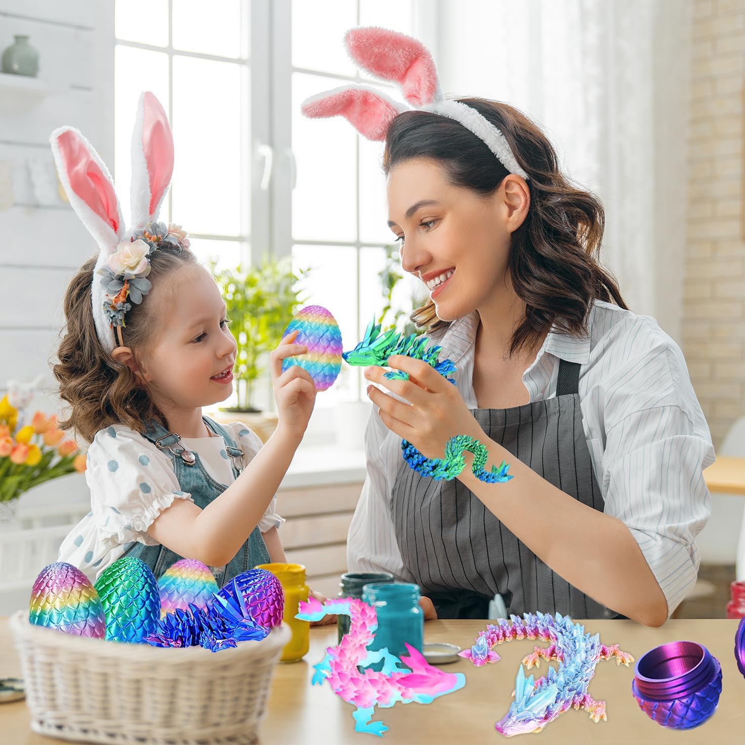 JOD® 6PCS 3D Printed Dragon Eggs with Dragon Inside – Articulated Fidget Toys, Easter Dragon Eggs, Mystery Surprise Easter Eggs for Kids, Unique 3D Printed Animals, Home Decor and Gift Set(6pc-b) - Image 7