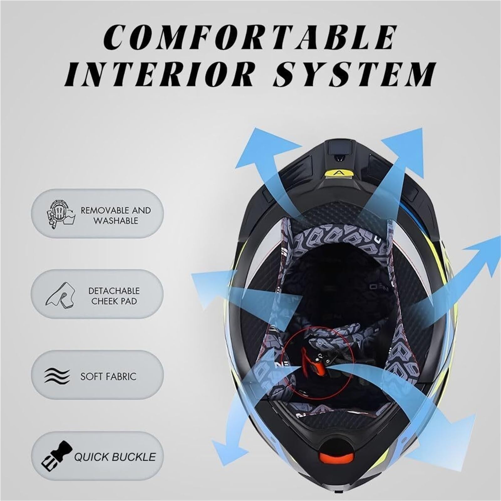 Casco de Motocicleta abatible con Bluetooth, Viseras duales integradas y micrófono, Casco Modular Integral Ligero con certificación Dot/ECE(K,XL 61~62CM)