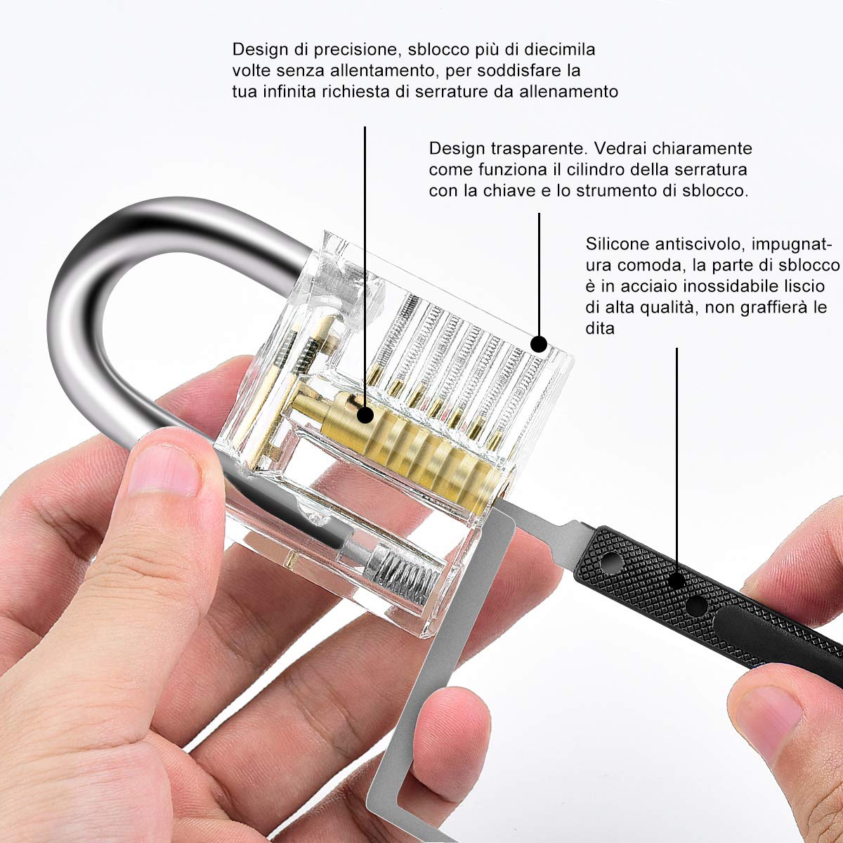 Kit Grimaldelli Professionali Per Lockpicking - Chiave Universale, Per Allenamento, Estrazione Chiavi - Foto 4