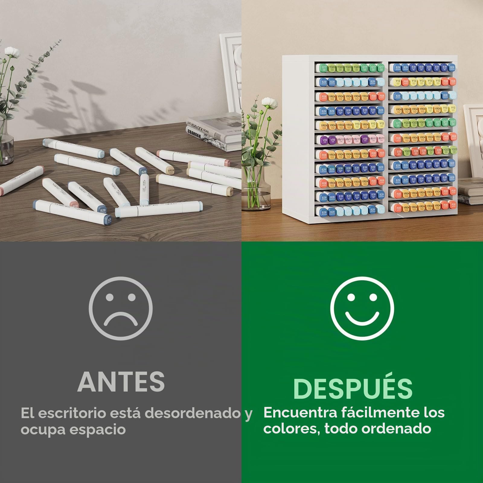 YMYNY Estuches de rotuladores para escritorio, portalapices organizador escritorio Hold 176 Marcadores rotuladores - lapiceros para escritorio con 22 compartimentos HMR001W