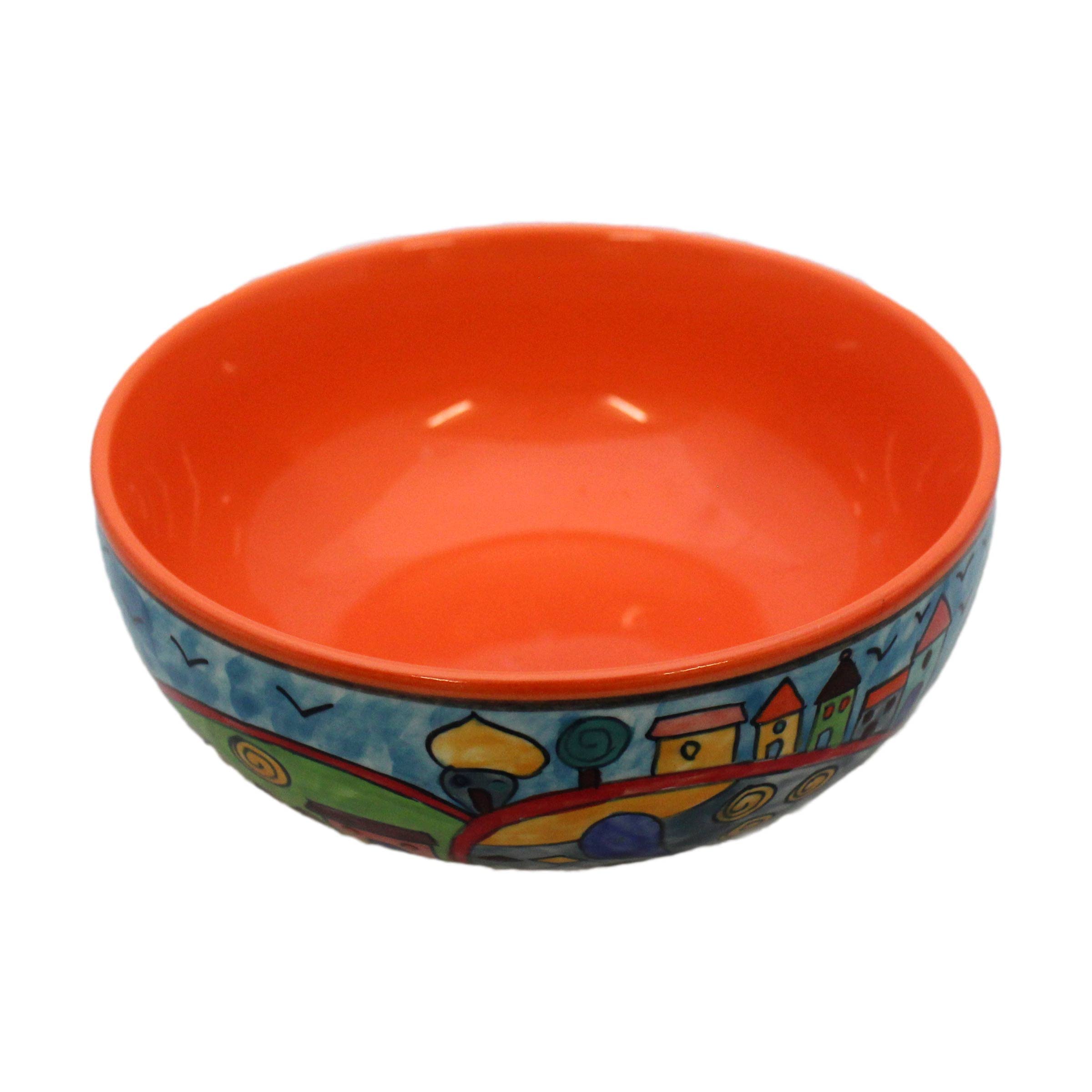 Gall&Zick Salatschüssel Nachtischschale Keramik Handbemalt 19.5cm x 7.5cm 1500ml Steinzeug Spülmaschinenfest Mikrowellentauglich Küche, Haushalt & Wohnen
