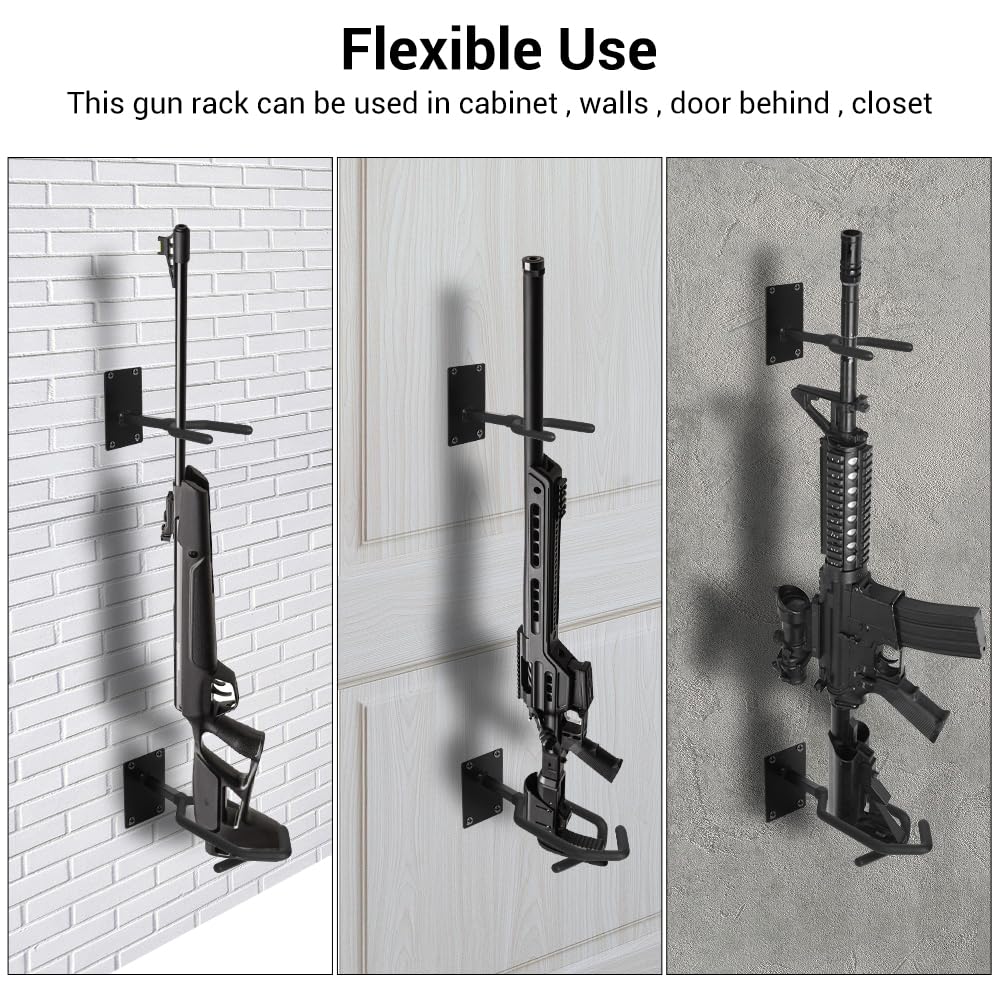Premium Waffenhalter Wandmontage mit hoher Belastbarkeit, Innenraum Gewehrhalter mit Polsterung, Verstellbarer Waffenständer für Shotgun und Gewehre