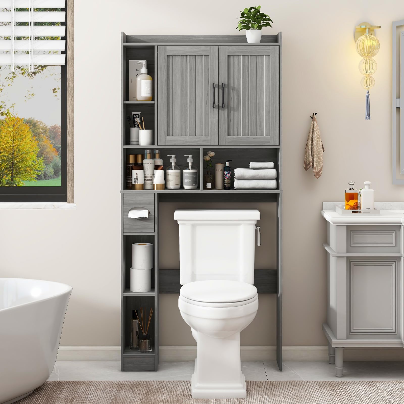 Amazon.com: Over The Toilet Storage Cabinet, Farmhouse Storage Cabinet ...