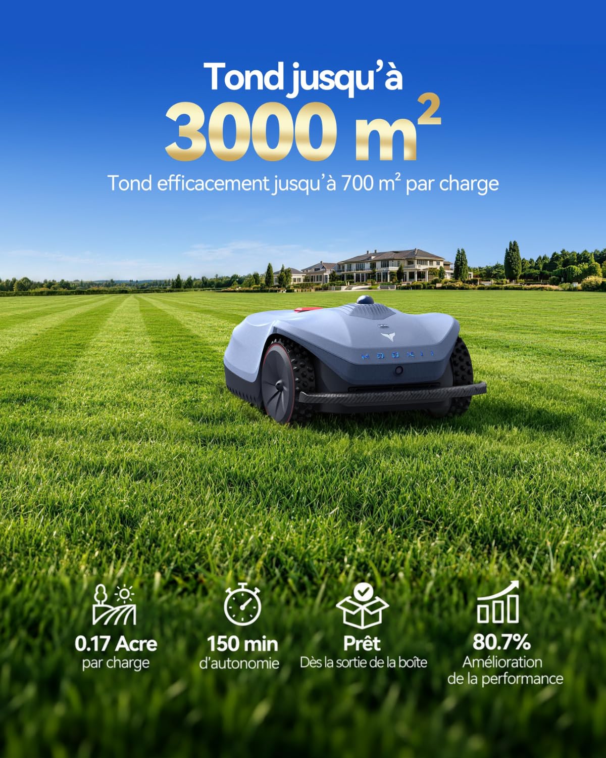 Neomow X SE Robot Tondeuse sans Câble Périphérique, LiDAR, 3,000 m²