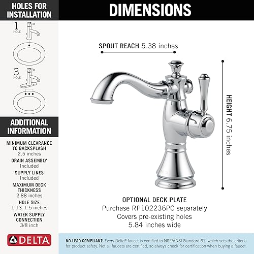 Miniatura 9 de Delta Faucet Cassidy - Grifo de baño extraíble, grifo extraíble de baño de níquel cepillado de un solo orificio con extraíble, grifo de lavabo de