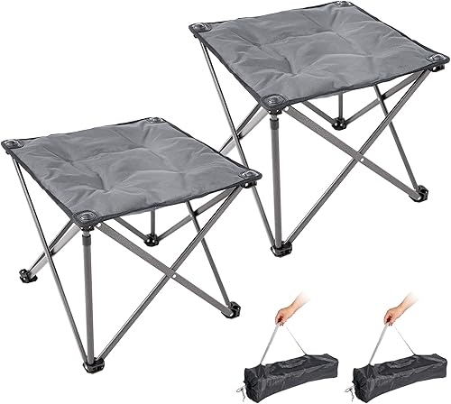 Miniatura 8 de FUNDANGO Taburete de Campamento Extragrande para Adultos, Otomán Plegable con Acolchado Grueso de 18.1 Pulgadas para Descansar los Pies, Silla