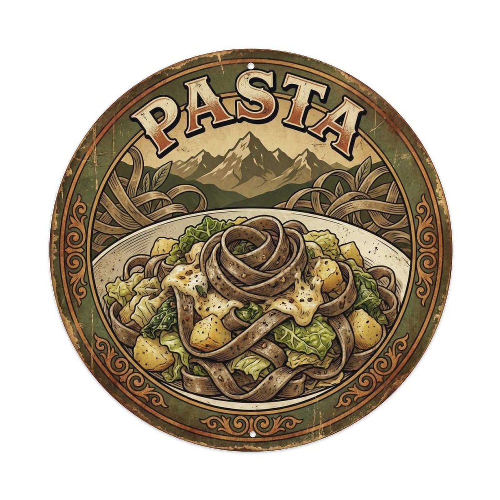 Pasta Menu Cucina Italiana European Food Heritage Diner Metal Tin Sign