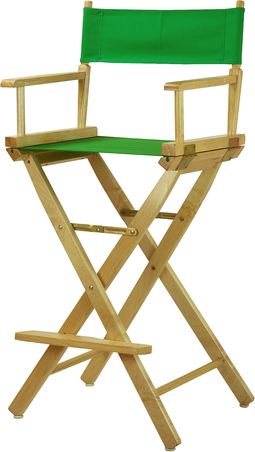 Casual Home 30" Director's Chair Natural Frame-with Green Canvas, Bar Height