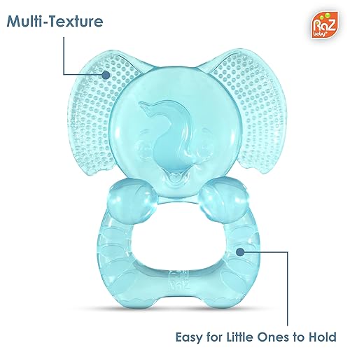 Miniatura 4 de RaZbaby Elfy-Yummy - Juguete para aliviar la dentición, diseño de elefante, silicona de grado médico con cerdas ultra suaves para calmar las