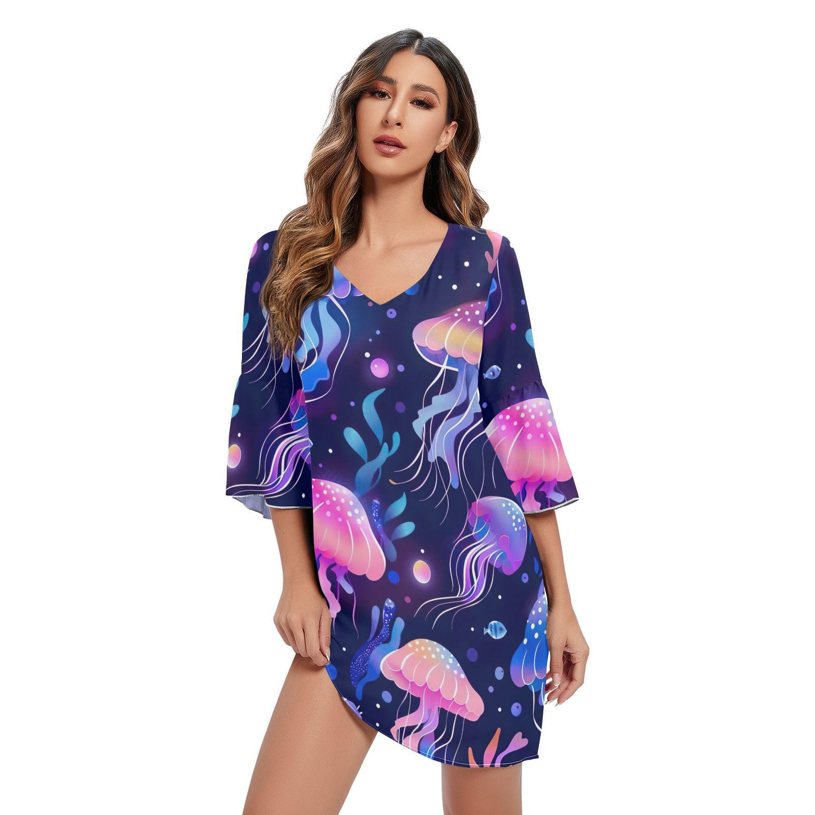 Robe mousseline de soie légère col V pour masquer les complexes avec style - 7