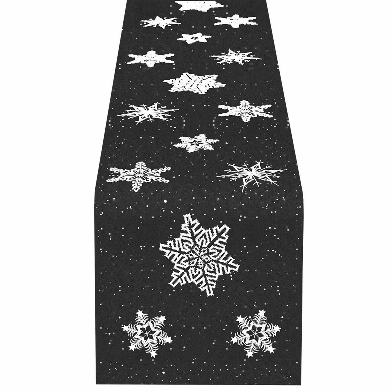 Simhomsen Embroidered Snowflakes Table Runner for Christmas Holidays (Dark Gray, 14 × 69 Inches)
