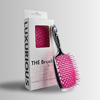 Luxury detangling antistatic hairbrush for women with curly straight short or long hair, elegant detangler with original patent, brosse a cheveux, gently massages the scalp and prevents breakage.