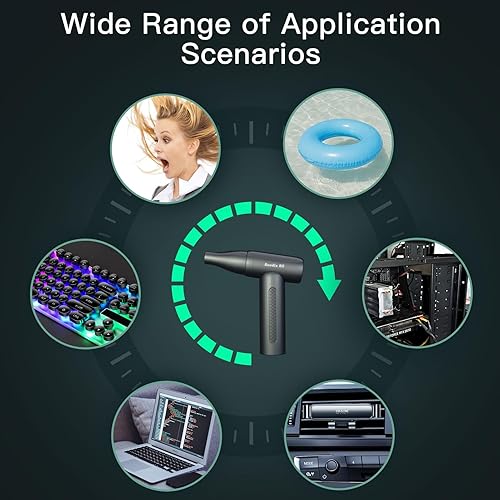Miniatura 6 de Plumero de aire comprimido, mini plumero de aire eléctrico de 110000 RPM, plumero de aire inalámbrico de bajo ruido, reemplaza la lata de aire