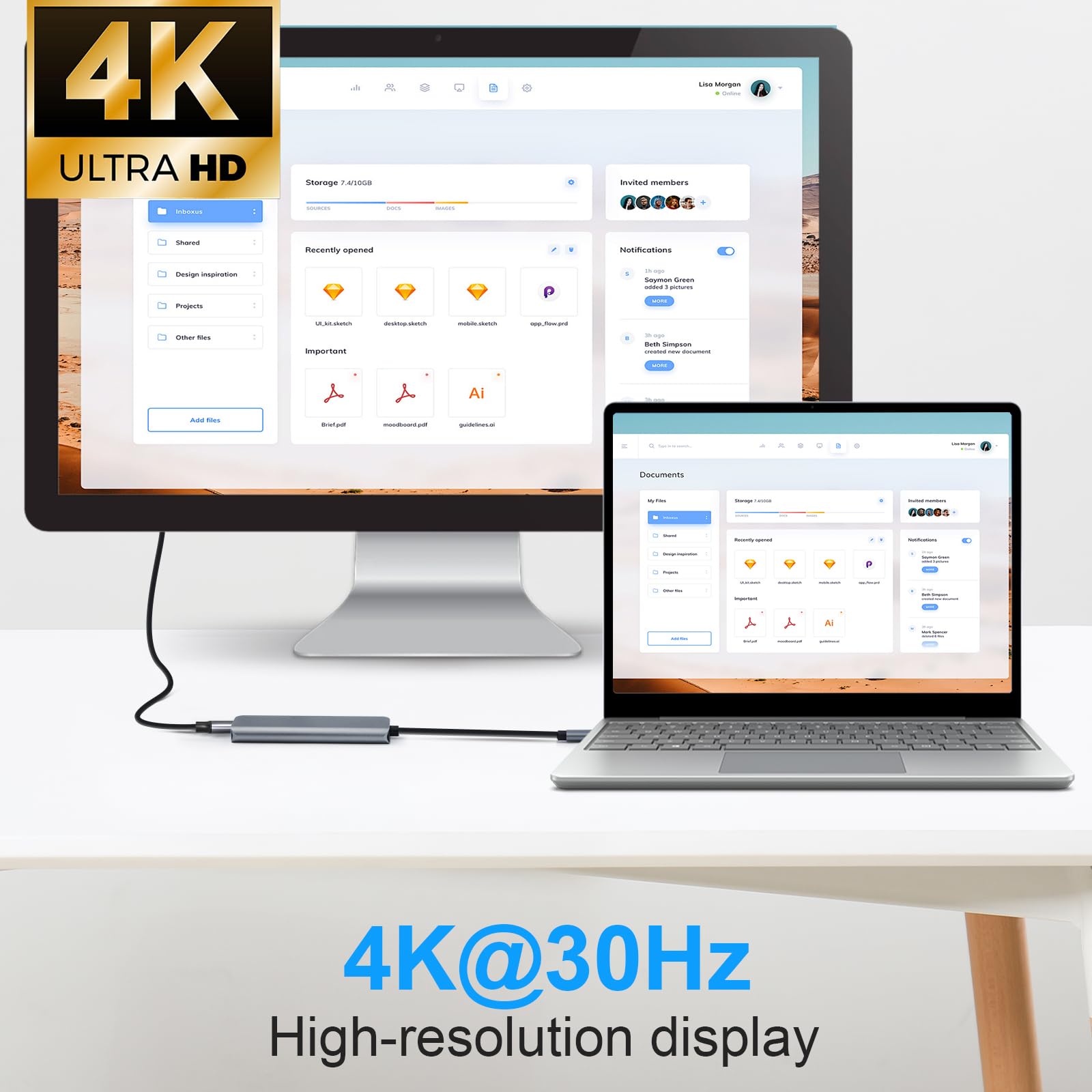 Hub USB-C HDMI 4K PD 100W Charge 5 en 1 Adaptateur Multiport Compatible MacBook Pro/Air iMac iPhone Samsung Galaxy