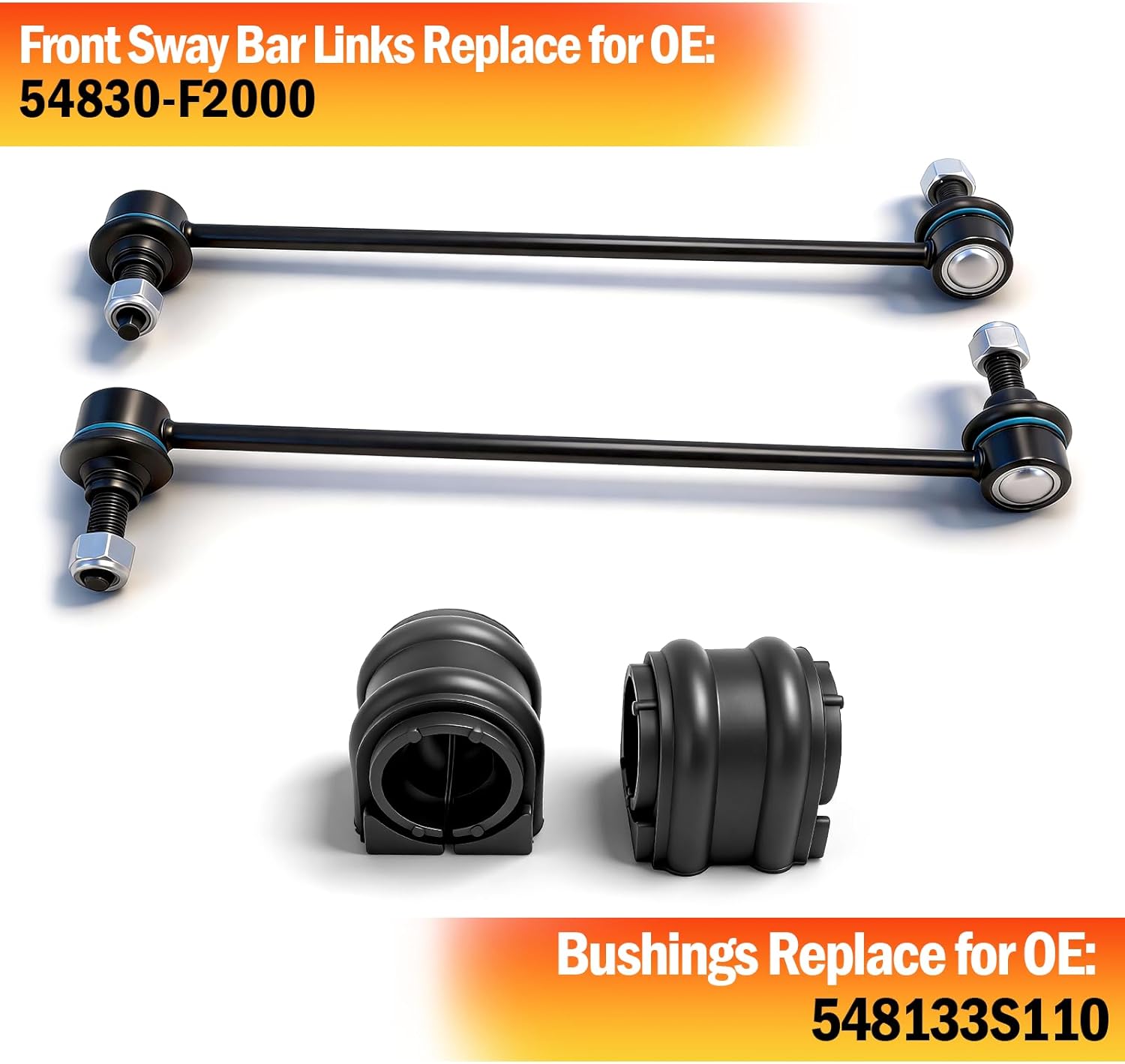 Yumzeco 4PCS Compatible with Hyundai Front Sway Bar Links with Bushings Elantra/Ioniq/Kona/Veloster,Replace 54830-F2000/548133S110 Fit for KIA Front Stabilizer Sway Bar End Link Forte/Niro/Seltos/Soul