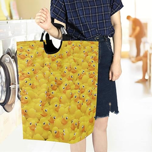 Miniatura 6 de visesunny Cesta de lavandería plegable de pato amarillo, cesta grande para ropa sucia, tela Oxford, organizador de juguetes con asa para baño,