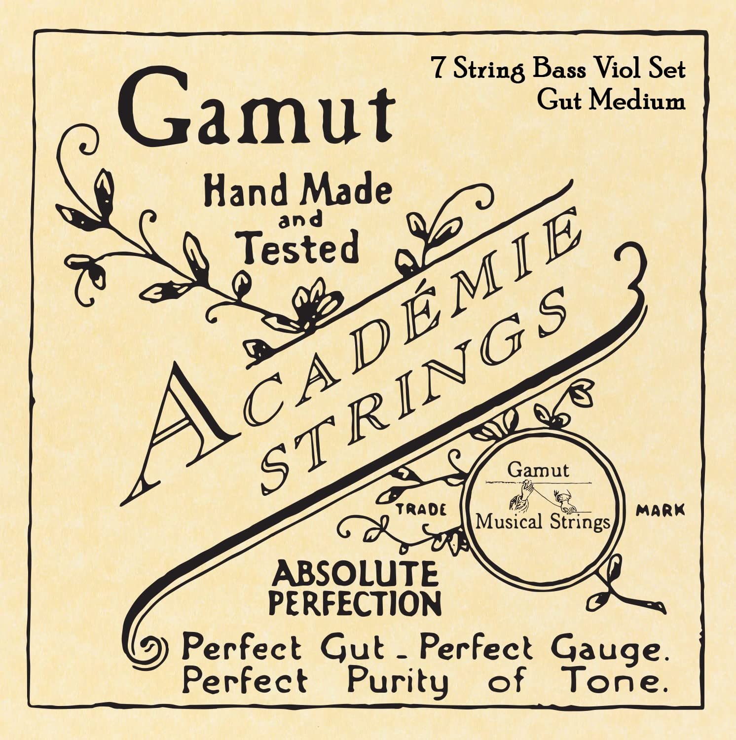 Set Academie Seven String Bass Viol Strings Medium Gauge