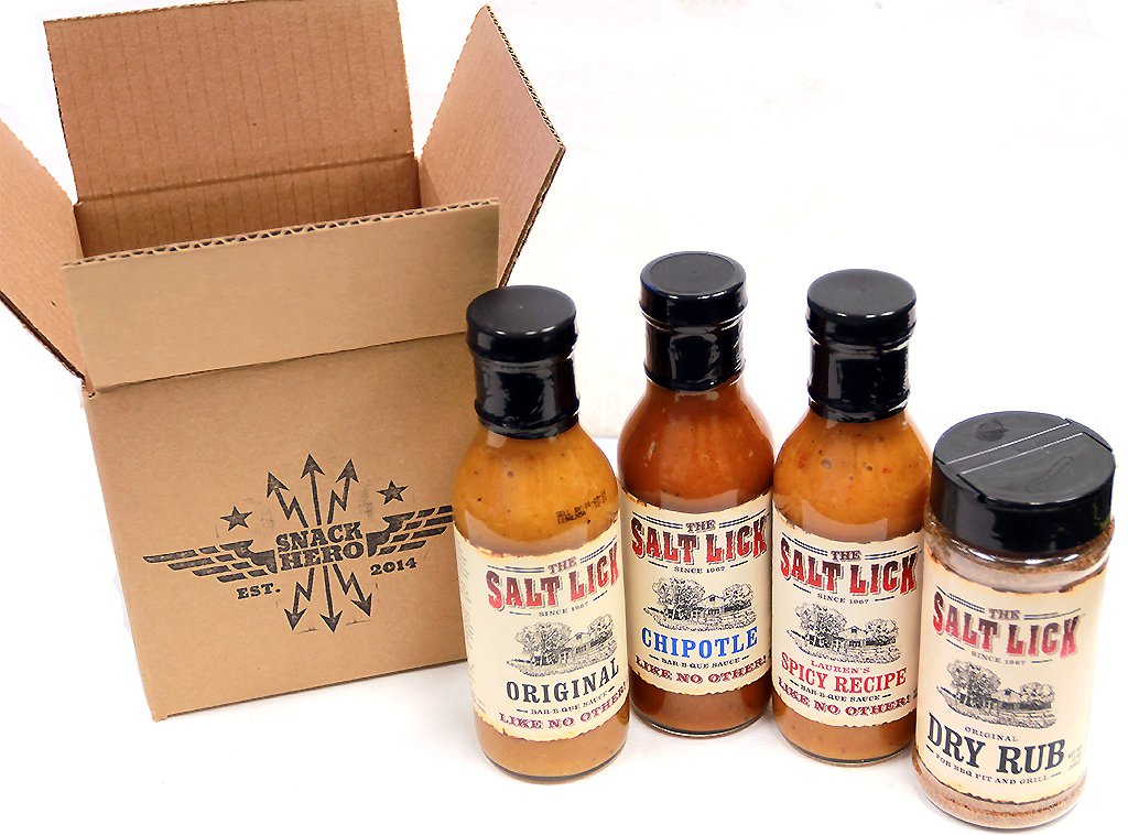 New! Salt Lick BBQ Sauce & Rub Sampler Gift 12oz Bottle (Variety Pack of 3