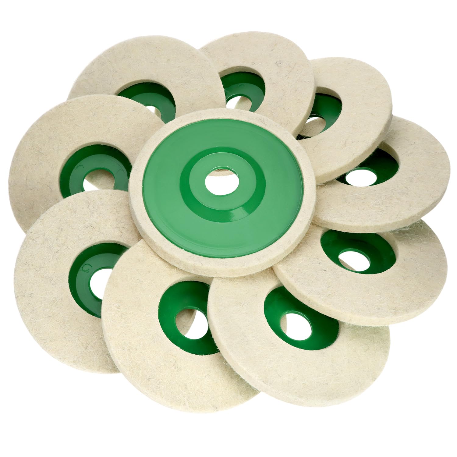 QWORK® 10 Piezas disco de pulido de fieltro de lana de 125 mm, discos amoladora, para pulir metal, acero inoxidable, madera, piedra