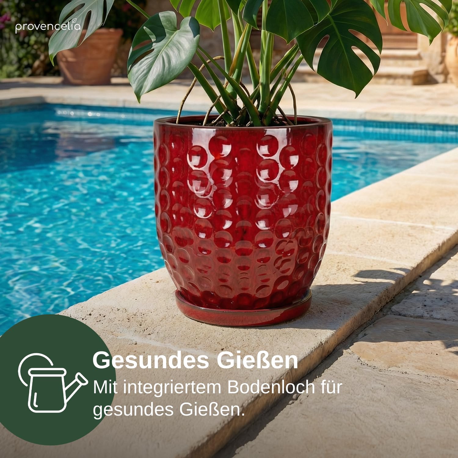 Poseidon Keramik Pflanzkübel Ø 36 x H 43 cm Wüstengelb — Pflanzgefäß groß frostbeständig handgefertigt glasierte Terrakotta Übertopf Garten Terrasse Balkon