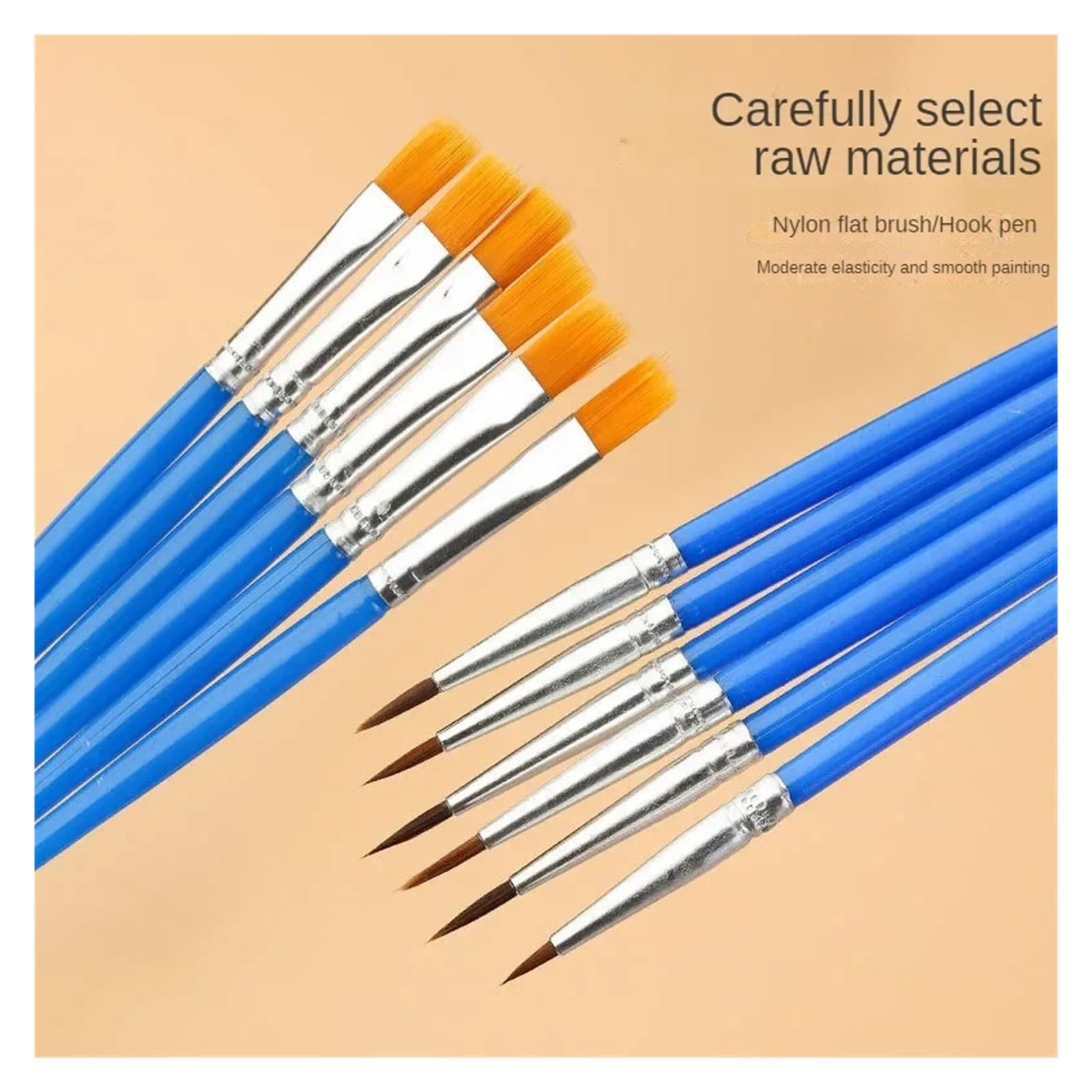 Brochas Pintura Juego de Pinceles Pintura Pelo Plano Redondo, Pincel con cerdas Nailon for Acuarela al óleo, Suministros Arte Escolar, 10/20/50 Uds(50 PCS Flat Brushs)