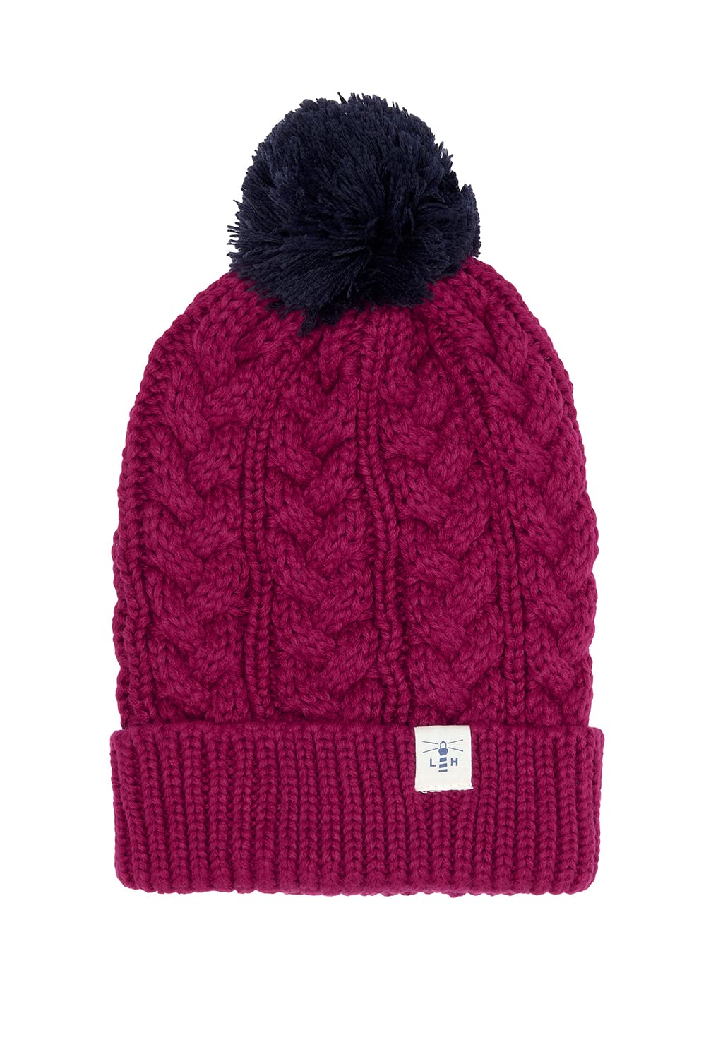 LightHouse Womens Hannah Warm Bobble Cable Knit Hat - Ladies Winter Outdoor Headwear - Redcurrant Navy - One Size
