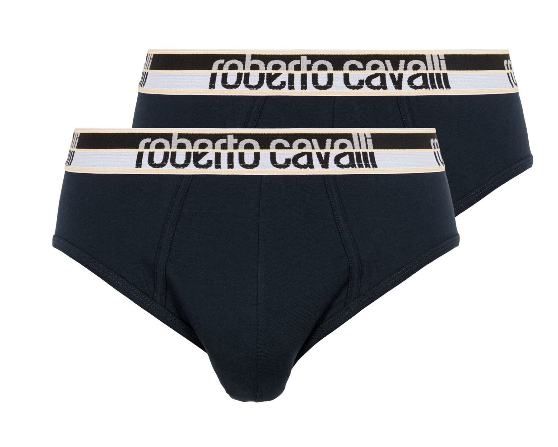 Roberto CavalliNavy Blue Cotton Jersey Stretch Brief Slip-2-Pack-