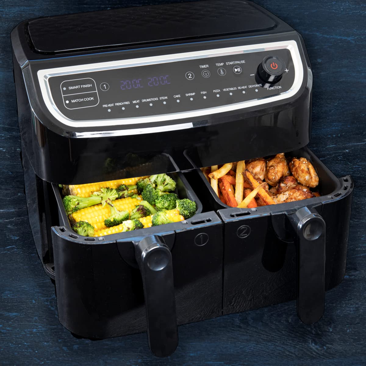 Gastronoma 18290003 freidora Doble 9 L Independiente 2400 W Freidora baja en grasa Negro, Acero inoxidable