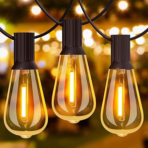 GLUROO Outdoor String Lights 180FT, 90+6Pcs Vintage Bulbs Shatterproof 2700K LED Patio String Lights Waterproof, Connectable Edison Style Lights, Hanging String Lights for Backyard,Bistro