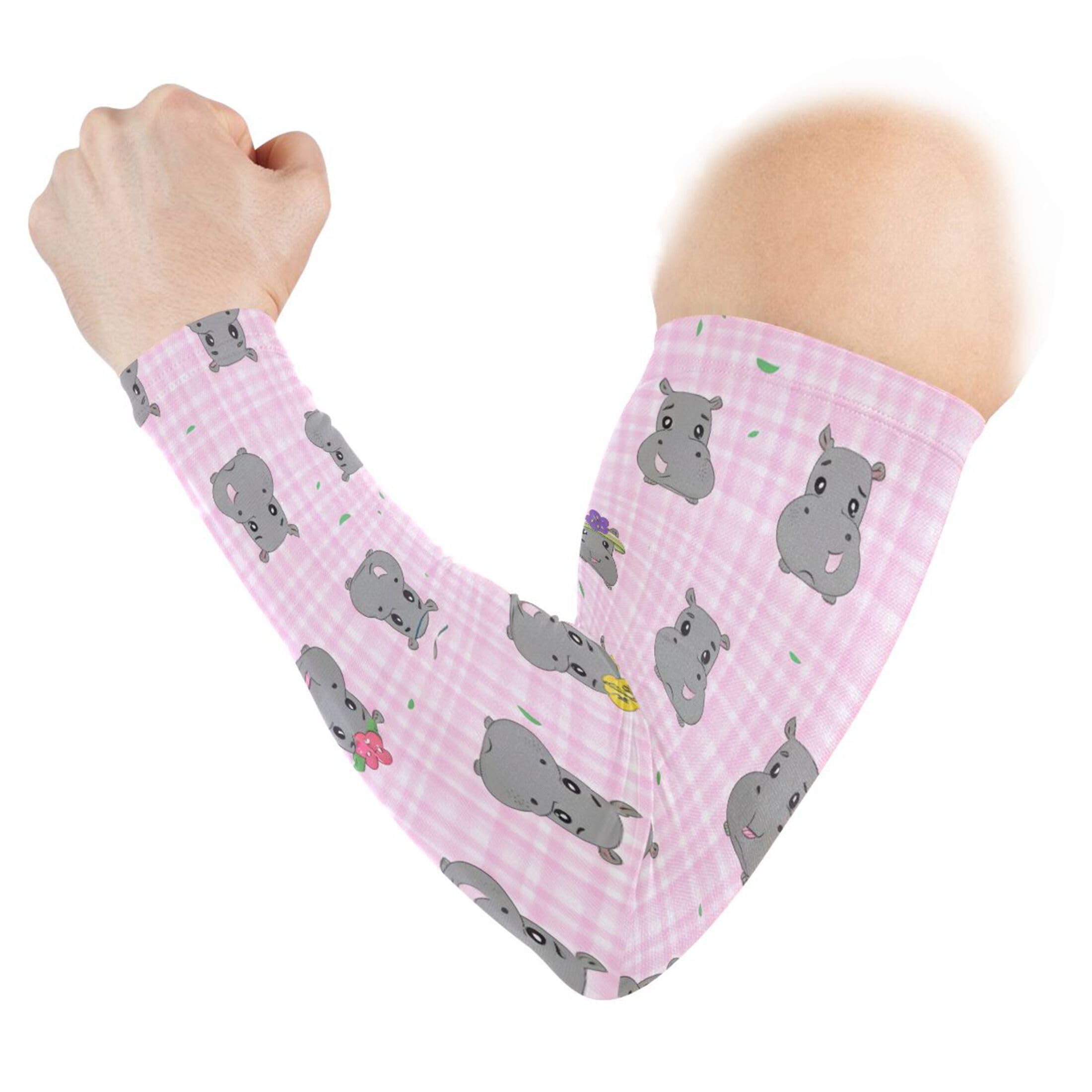 Takiito Cute Hippos Arm Sleeves for Men Women, Cooling Arm Sleeve UV Sun Protection Compression Arm Sleeve, Breathable & Moisture Wicking