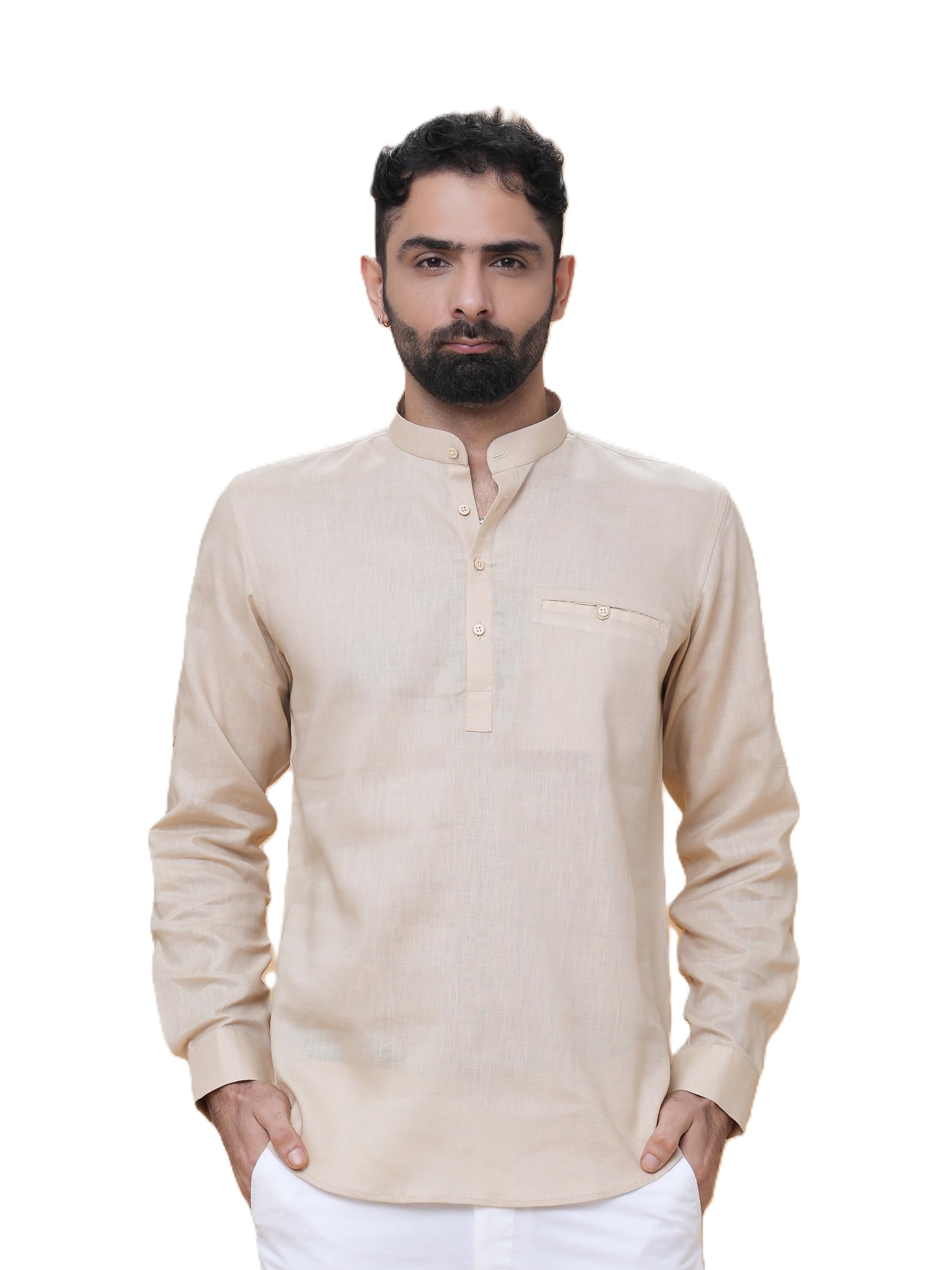 Short Kurta for Men with Chinese Collar in Wine Color | Solid Kurta Shirt for Men for Casualwear and Daily Comfort-picture-51