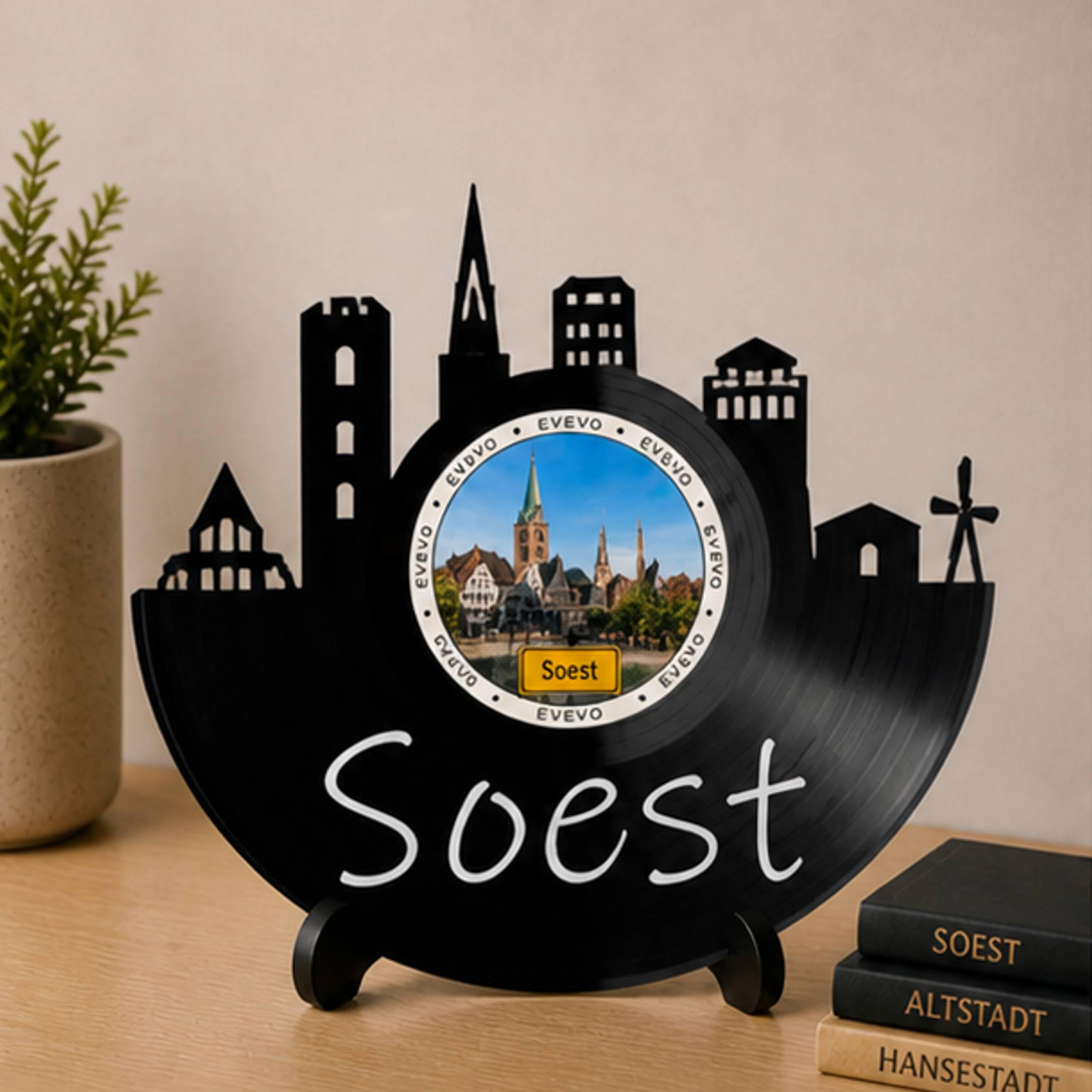 EVEVO D0069 - Decorazione da parete in vinile, soggetto: skyline della Westfalia, regalo per gli appassionati di Soest, Città Hansestad, amanti della pietra arenaria verde