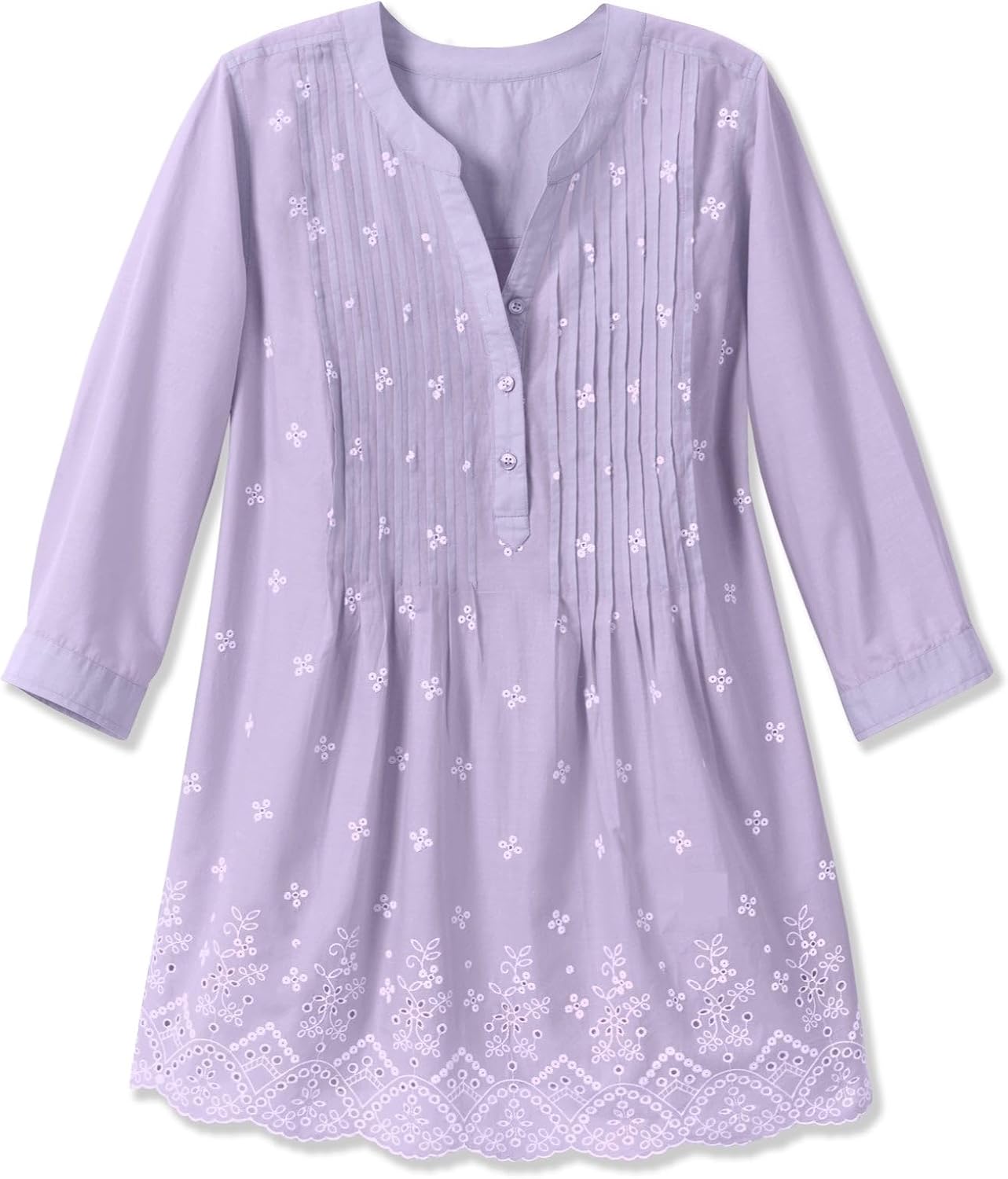 Woman Within Plus Size Embroidered Pintuck Tunic