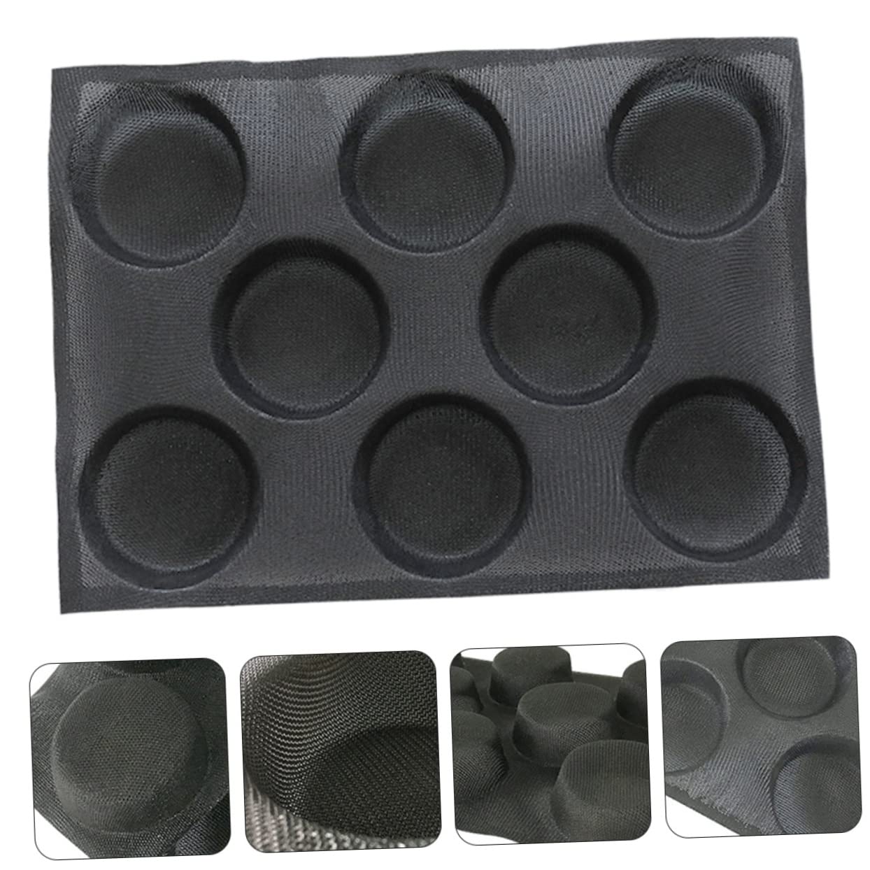 Garneck 1pc Silicone Burger Bun Mold Nonstick Baking Mold for Healthy Breads Compartment Design for Easy Baking for Home Restaurant and Cake Shops Black