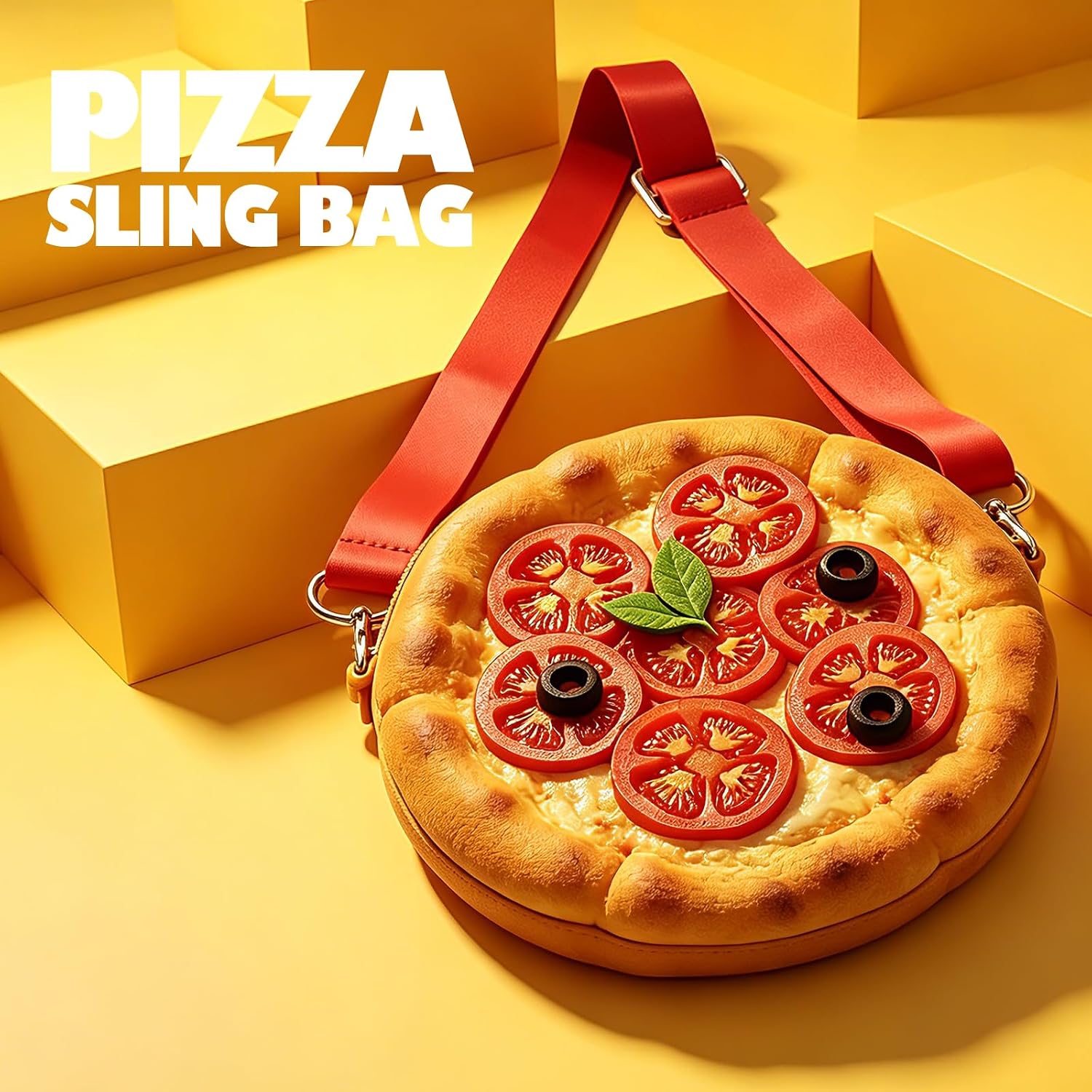 DINOBROS Pizza Crossbody Bag for Kids Funny Pizza Sling Bag with Adjustable Strap, Mini Novelty Purse for Toddler Girls and Boys