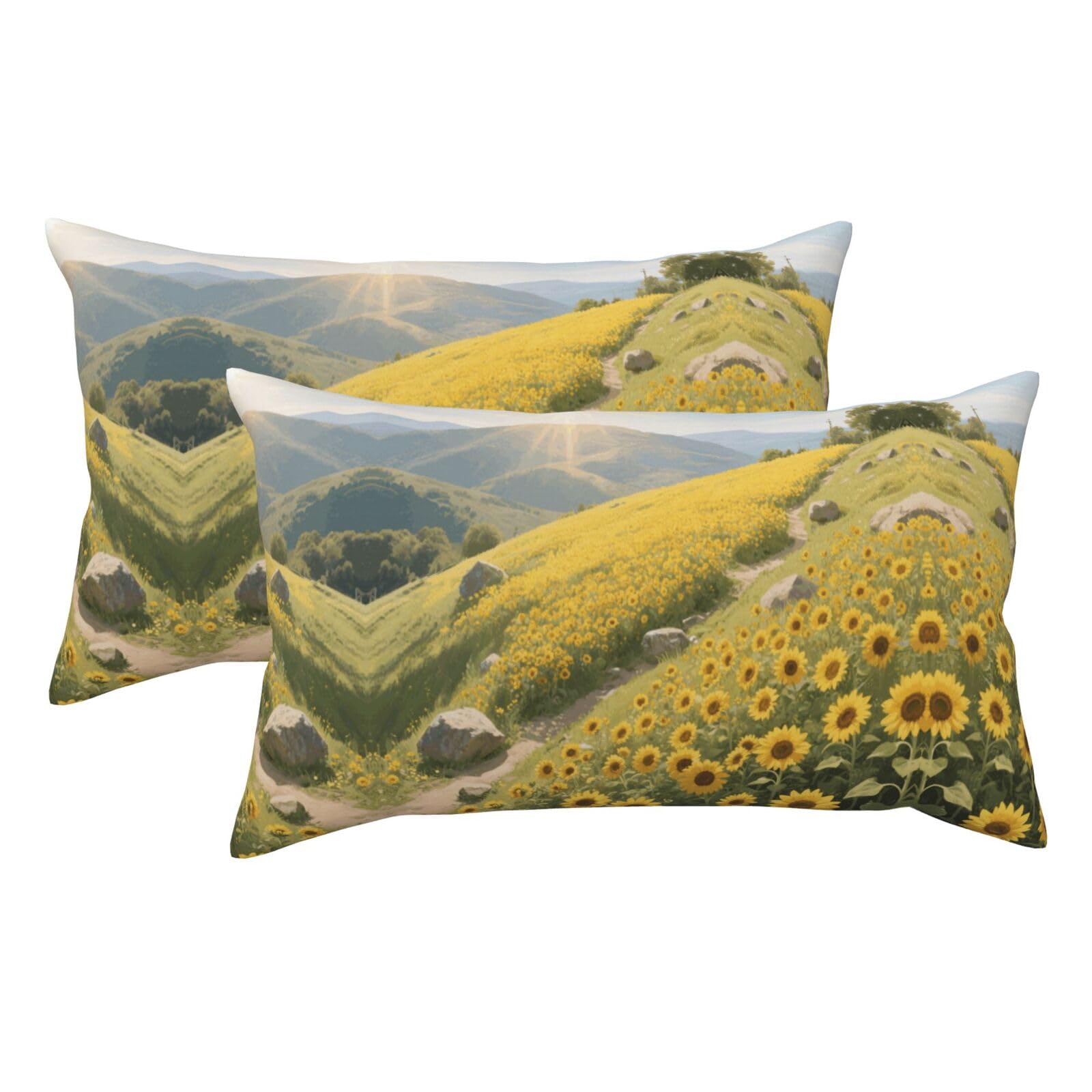 Rustic Sunflower Luxury King Pillowcases Set of 2, Plush Velvet Feel Pillow Covers with Hidden Zipper, Skin & Hair Friendly, 20x36 Inches Pillow Cases for Sleeping Gift