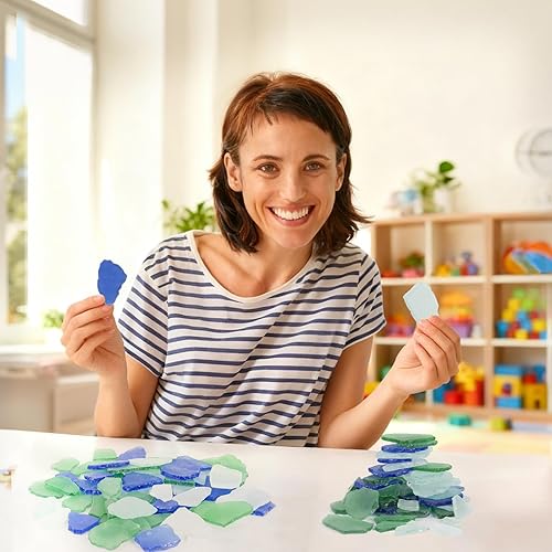 Miniatura 7 de Sukh Vidrio de mar esmerilado de 15 onzas Relleno de jarrón de vidrio de mar para manualidades, vidrio de playa, grandes piezas de playa, rellenos