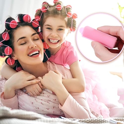 Miniatura 6 de Zhehao 36 rodillos de esponja para el cabello, pequeños rodillos de espuma rosa sin calor para cabello corto y largo, rizador de peluquería flexible