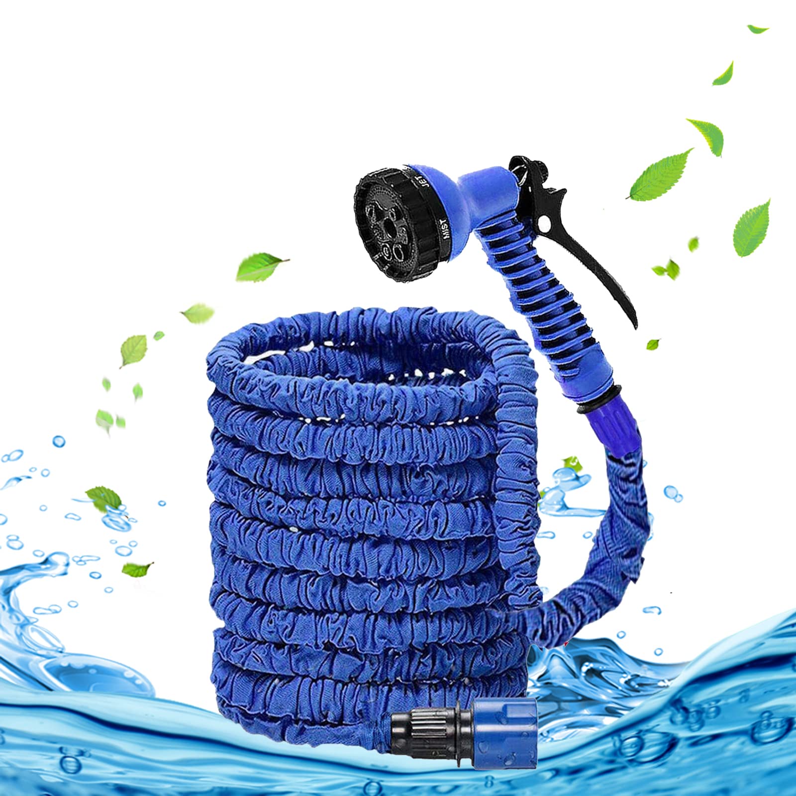 75 Feet/ 22M Lightweight Hose Pipe with Sprayer Nozzle 3 Times Expanding Expandable Garden Water Hosepipe Blue Flexible Multifunctional