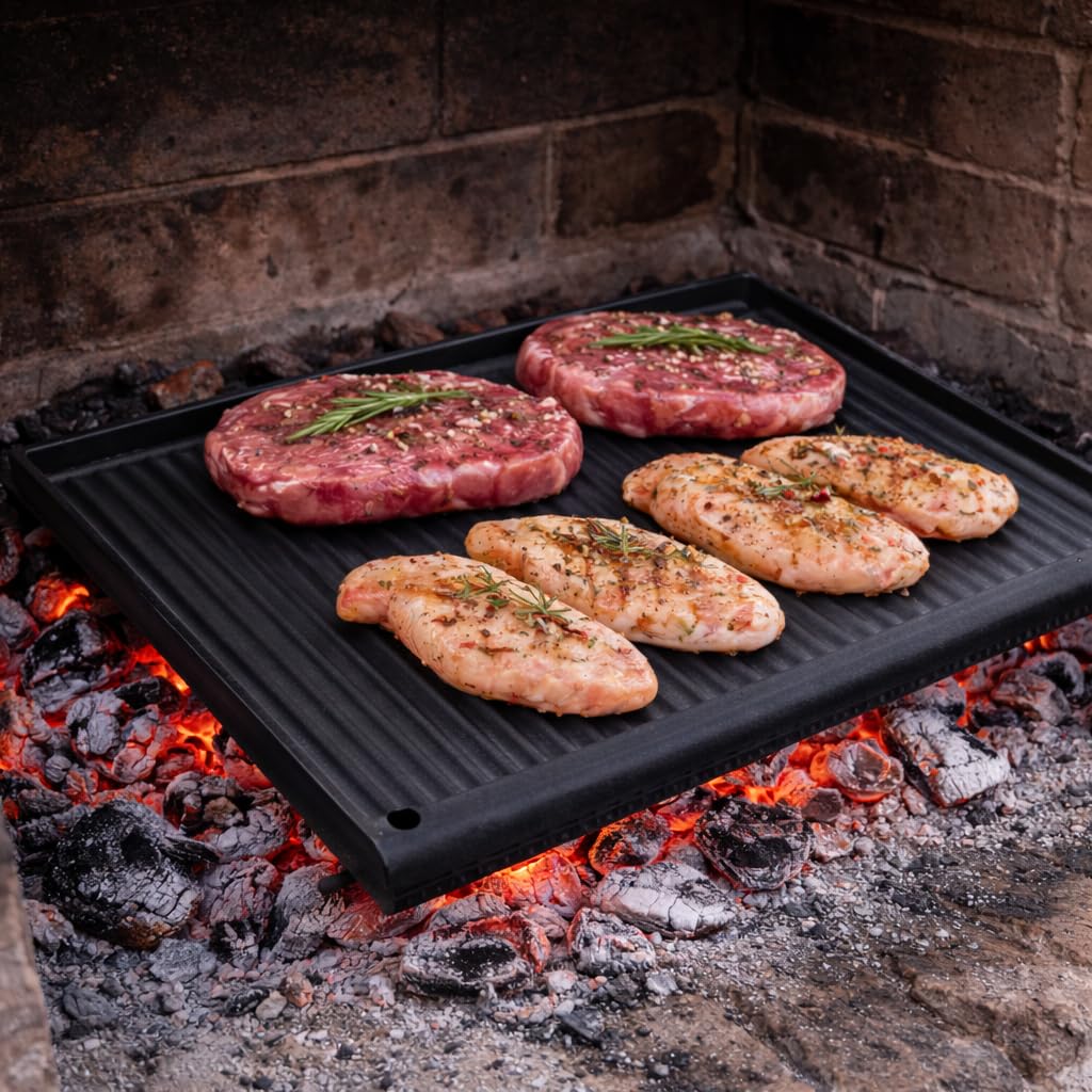 FONDERIA BONGIOVANNI Bistecchiera in Ghisa | Smaltata | per Casa Cucina | Barbecue | in diverse misure (59,5x38 cm)