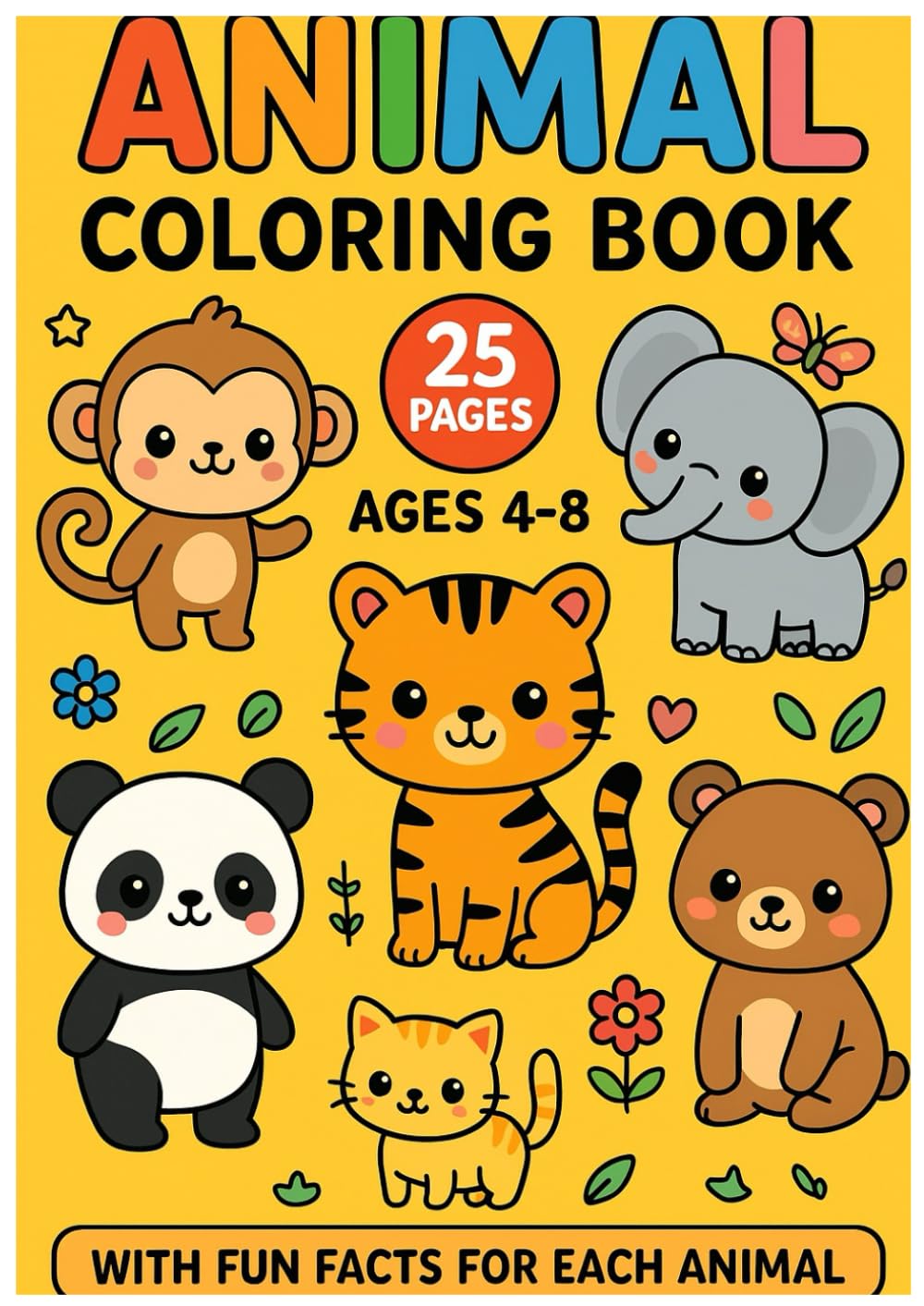 “Kawaii Animals Coloring Book”: Fun and Educational Coloring Pages with Cute Facts About Each Animal”