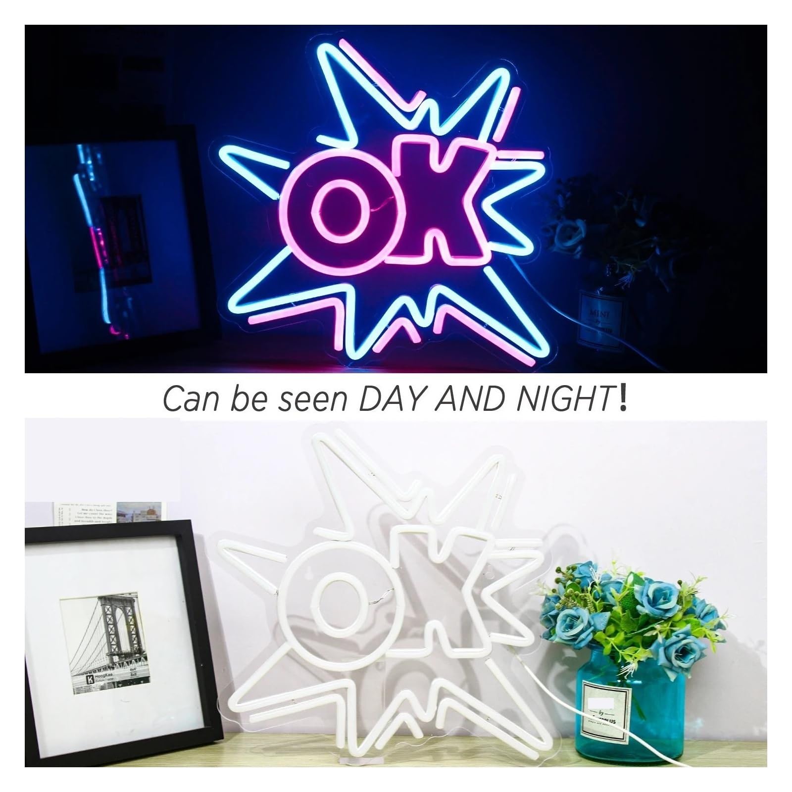 Insegna luminosa al neon Per insegne al Per neon Ok Led Light Home Cool Room Bar Club Party Decorazione murale Design personalizzato Pannello luminescente
