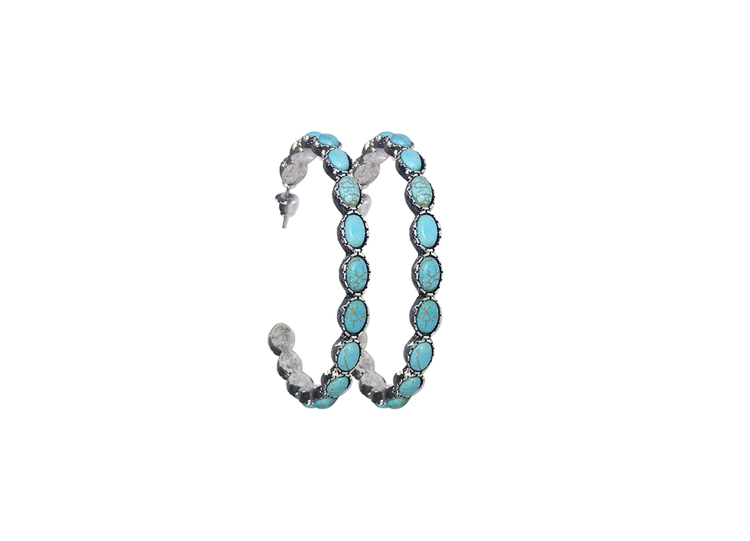 Turquoise Bohemian Metal Hoop Fashion Earring No.195