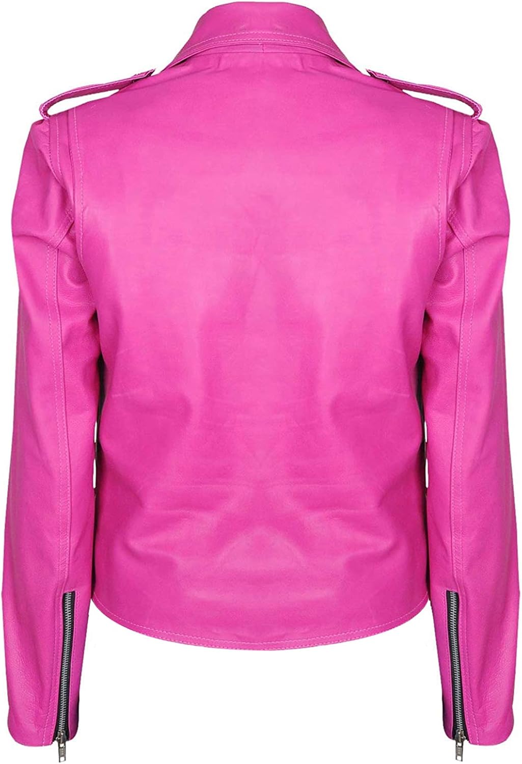 LP-FACON Womens Hot Pink Lambskin Real Leather Jacket - Motorcycle Style Fashion Brando Biker Genuine Leather Jacket