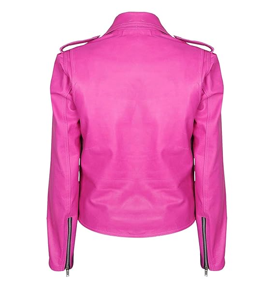 bright pink biker jacket
