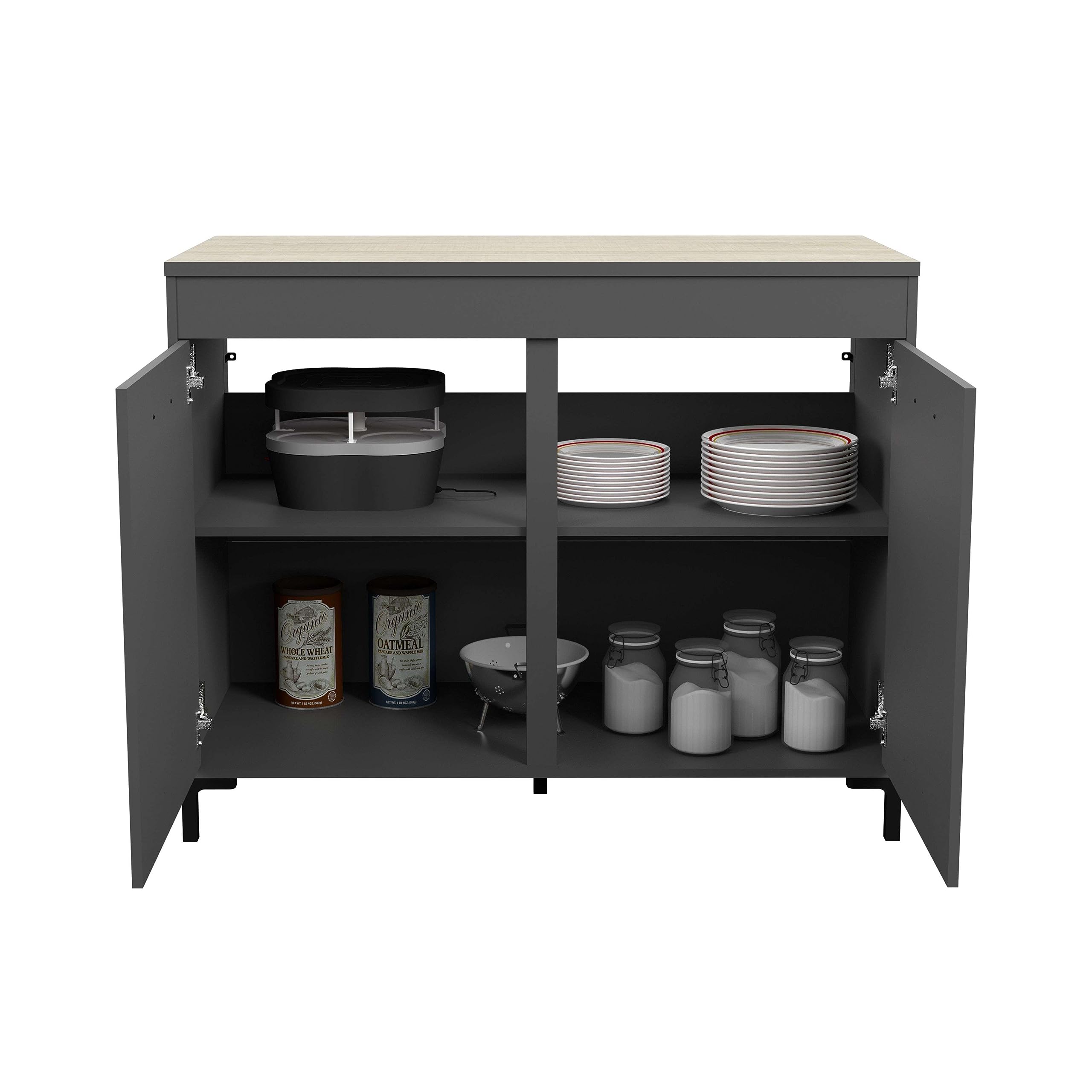 Miroytengo Módulo Inferior de Cocina Smoke Estilo Industrial en Color Gris y Roble con 2 Puertas 118 cm