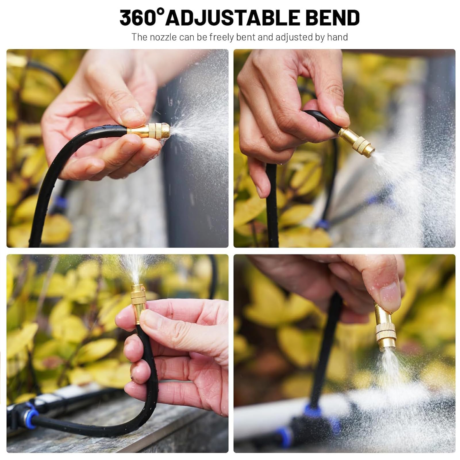Sistema de riego de 30 m para jardín, sistema de riego ajustable a 360° | Kit de manguera de riego con 30 boquillas ajustables para balcón, jardín, invernadero