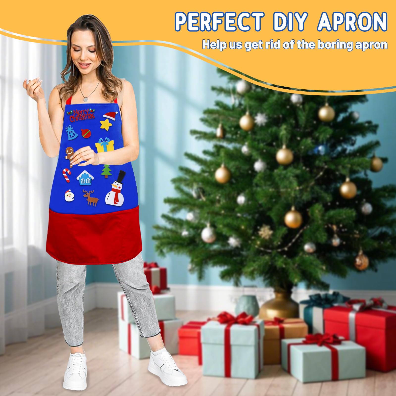 AKAYOK Felt Story Apron for Teacher, Adjustable Bib Apron with 3 Pockets Perfect for Teaching Letters and Sounds, Sight Words or Stories, Teacher Apron for School Classroom Lunchroom Library Home - Image 6