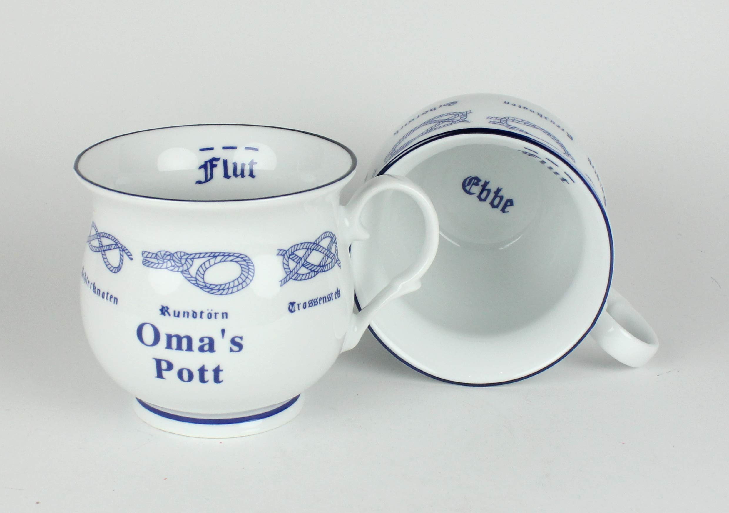 Buddel-Bini Oma’s Pott – Seemannsknoten-Tasse, 300 Ml, Spülmaschinengeeignet